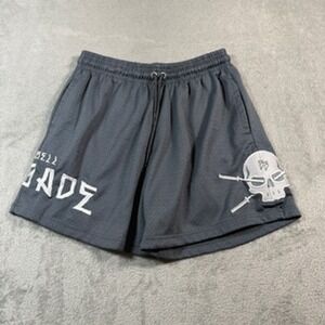Barbell Brigade Mesh Shorts Men Medium Gray Skull Graphic Gym Athletic Workout